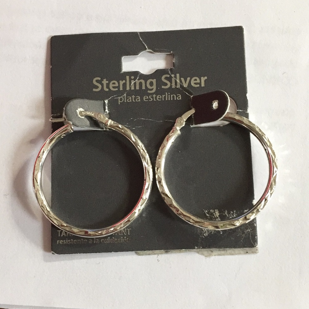 Non tarnish pair of sterling silver hoops